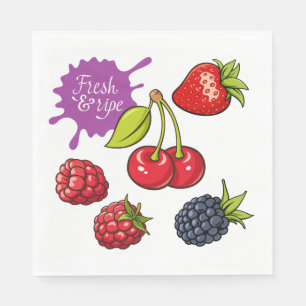Serviette En Papier Baies rouges fraîches et cerises