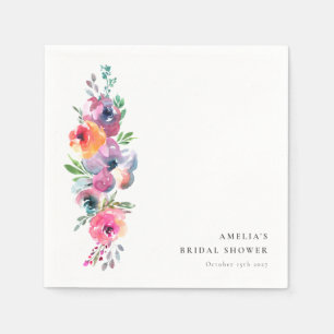 Serviette En Papier Baigne de bohème estivale aquarelle florale Baby S