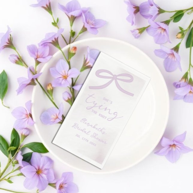Serviette En Papier Baigne de mariage aquarelle ruban violet (Créateur téléchargé)