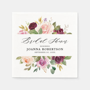 Serviette En Papier Baigne de rose pourchée violet botanique pour une 