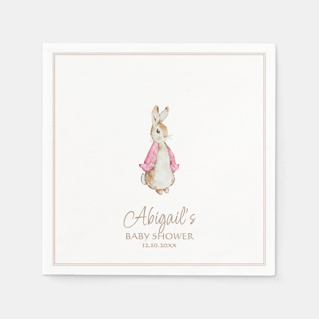 Serviette En Papier Baignée de Bébé Fille Lapin Classique Rose (Devant)