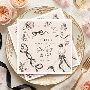 Serviette En Papier Baigneuse au noeud noir Shower de mariage