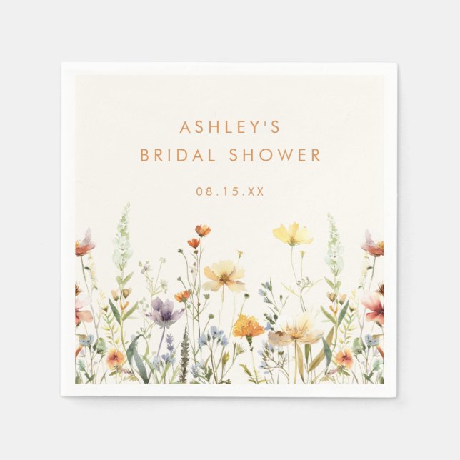 Serviette En Papier Baigneuse de Fleurs Sauvages Rustique pour Mariage (Devant)