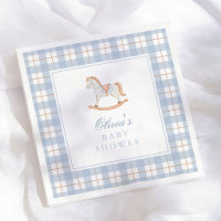 Baignoire Bébé Cheval à Bascule Gingham Bleu Vinta