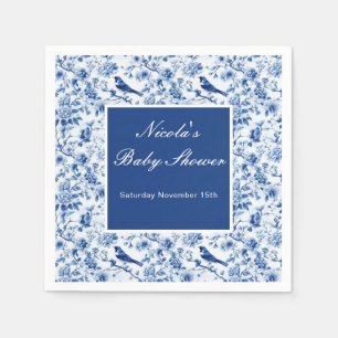 Serviette En Papier Baignoire Bébé Fleurs et Oiseaux Bleus de Chinoise