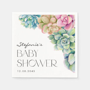 Serviette En Papier Baignoire de bébé d'été aux succulentes aquarelles