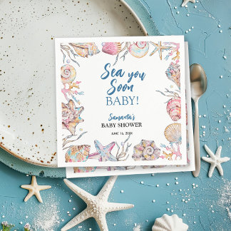 Serviette En Papier Baignoire en coquillages Baby Shower