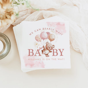 Serviette En Papier BAILEY Pink Bearly Wait Teddy Bear Baby shower