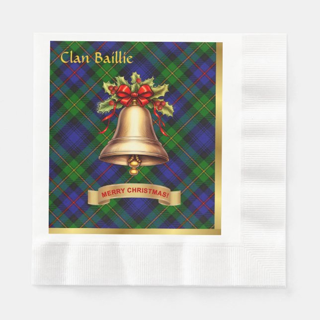 Serviette En Papier Baillie personnalisé Tartan Noël (Devant)