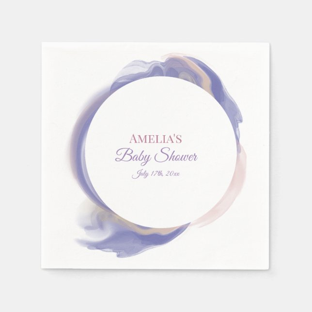 Serviette En Papier Bain de bébé abstrait aquarelle lavande (Devant)