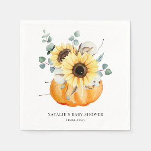 Serviette En Papier Bain de bébé automnal Citrouille et Tournesols à l
