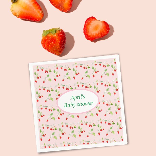 Serviette En Papier Bain de bébé Fleurs de Fraisier Aquarelle (Créateur téléchargé)
