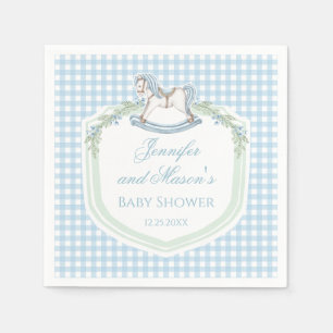 Serviette En Papier Bain de bébé garçon à crête de cheval en bois bleu