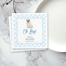 Bain de bébé garçon Oh Boy Gingham Bleu Chien