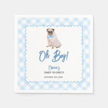 Bain de bébé garçon Oh Boy Gingham Bleu Chien