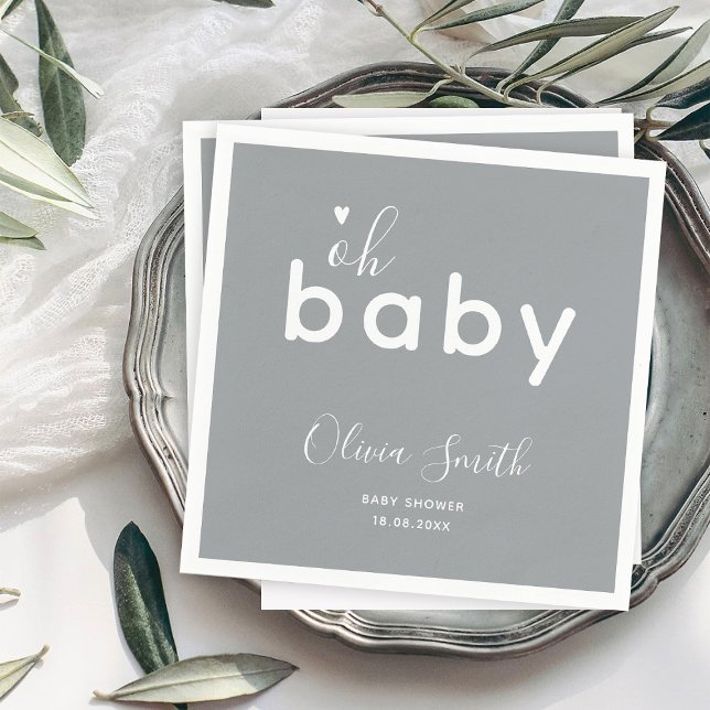 Serviette En Papier Bain de bébé gris Oh (Créateur téléchargé)