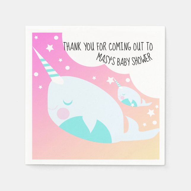 Serviette En Papier Bain de bébé Narwhale Ombré (Devant)