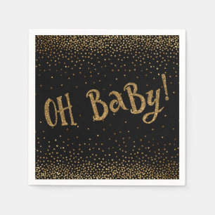 Serviette En Papier Bain de bébé "Oh Bébé !" à paillettes dorées et co