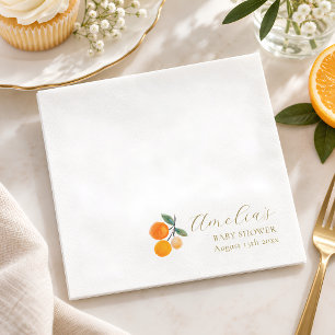 Serviette En Papier Bain de bébé personnalisé aquarelle orange citrus