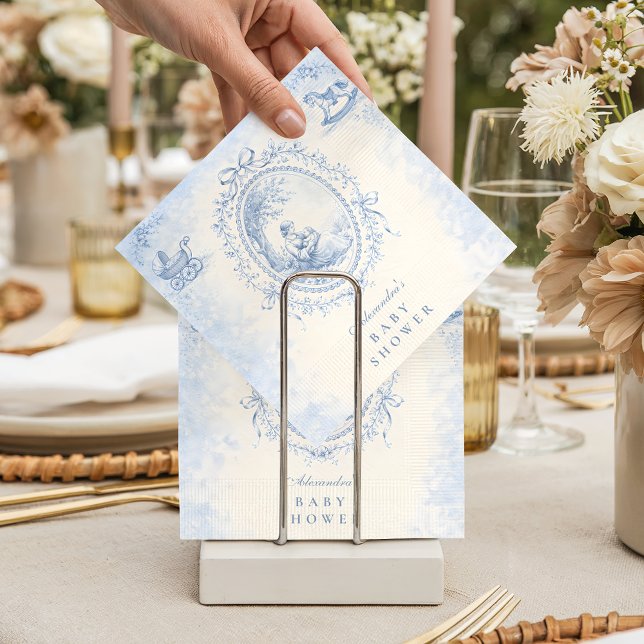 Serviette En Papier Bain de bébé Toile Bleue Classique (Créateur téléchargé)