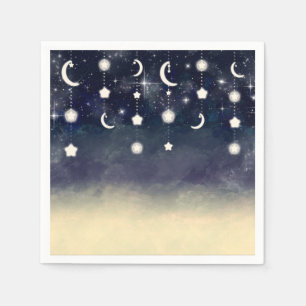 Serviette En Papier Bain de Lune Céleste Aquarelle pour Bébé Shower