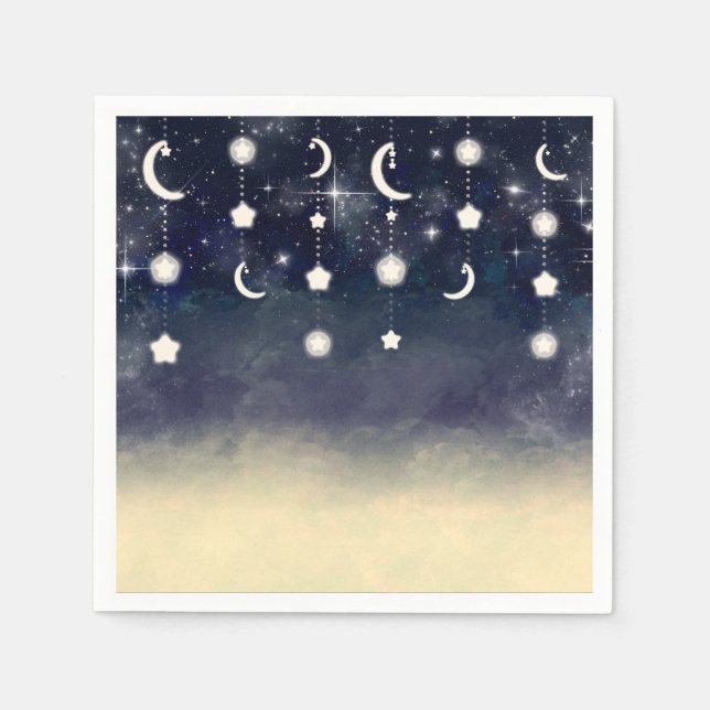 Serviette En Papier Bain de Lune Céleste Aquarelle pour Bébé Shower (Devant)