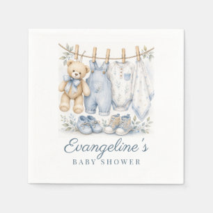 Serviette En Papier Bain-Marie Bébé Bleu We Can Bearly Wait Baby Showe