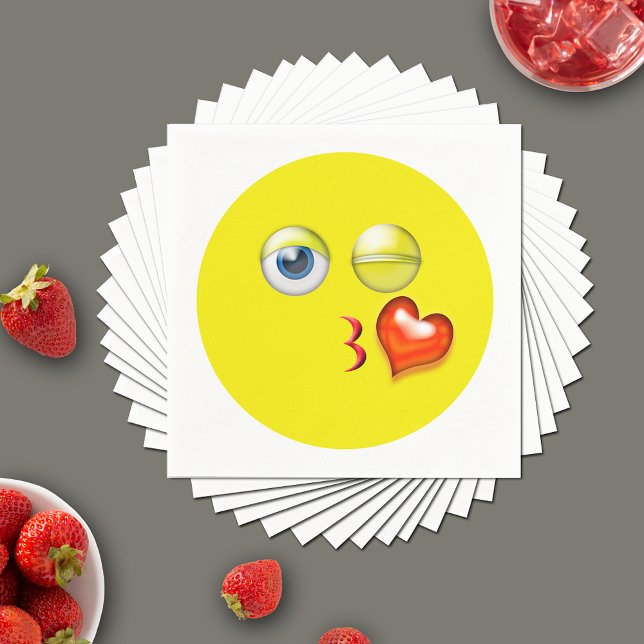Serviette En Papier Baiser Baiser Amour Coeur Emoji (Créateur téléchargé)