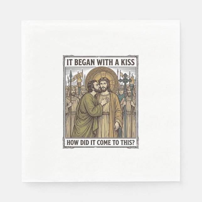 Serviette En Papier Baiser de trahison biblique vintage (Devant)