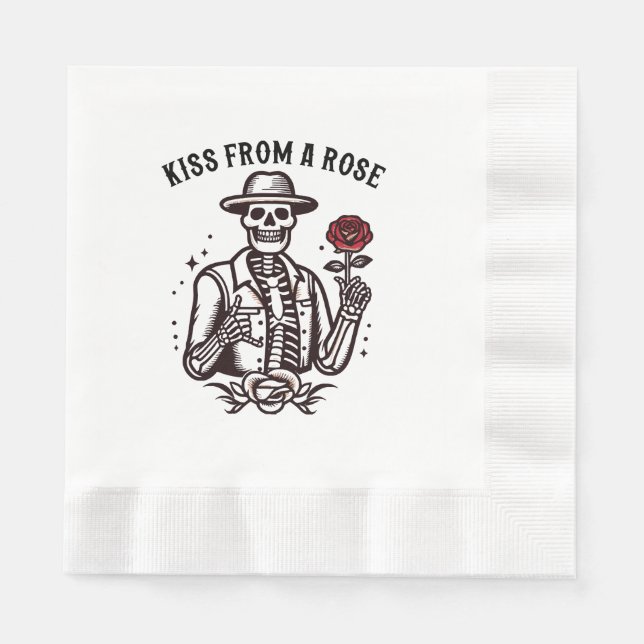 Serviette En Papier Baiser d'une rose (Devant)