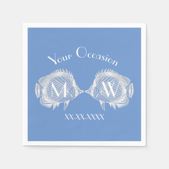 Serviette En Papier Baiser Poisson Votre couleur Personnaliser (Devant)