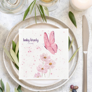 Serviette En Papier Baisers à papillon et voeux pour bébé Baby shower