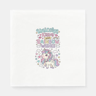 Serviette En Papier Baisers de licorne et souhaits d'arc-en-ciel Raisi