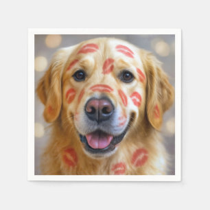 Serviette En Papier Baisers de rouge à lèvres sur un Golden Retriever