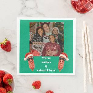 Serviette En Papier Baisers drôles de salami photo de famille Noël