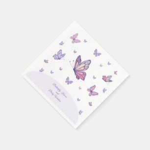 Serviette En Papier Baisers papillon Baby shower violet