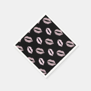 Serviette En Papier Baisers Rose Argenté