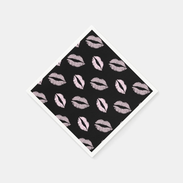 Serviette En Papier Baisers Rose Argenté (Coin)