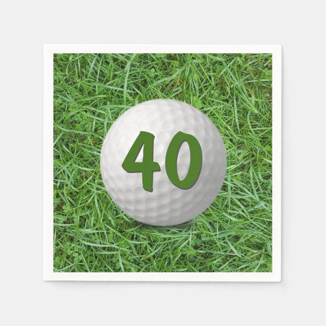 Serviette En Papier Bal de golf 40e anniversaire sur l'herbe (Devant)