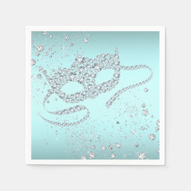 Serviette En Papier Bal masqué bleu sarcelle (Devant)
