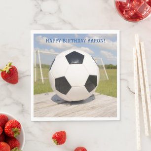 Serviette En Papier Bal noir et blanc et soccer objectif Anniversaire