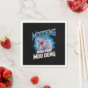 Serviette En Papier Balade à dos d'hippopotame MOO DENG The MOO DENG