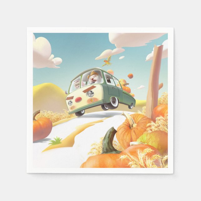 Serviette En Papier Balade en Citrouille lunaire (Devant)