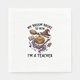 Serviette En Papier Balai Cassé Professeur Halloween Citrouille Chapea