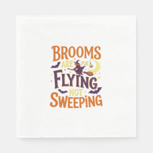 Serviette En Papier Balais Volants Balayant Sorcière De Halloween Lune