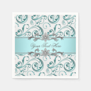 Serviette En Papier Balayage bleu turquoise