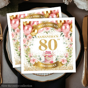 Serviette En Papier Balcons et Parties scintillant 80e anniversaire de
