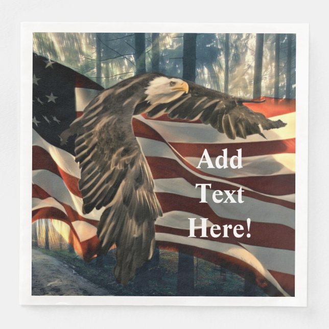 Serviette En Papier Bald Eagle American Flag Country Road Diner (Devant)