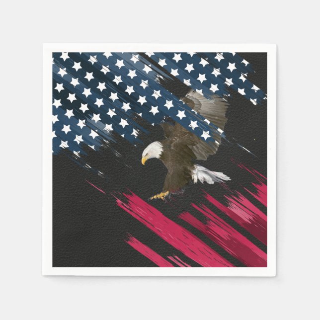 Serviette En Papier Bald Eagle dans le drapeau américain Abstrait (Devant)