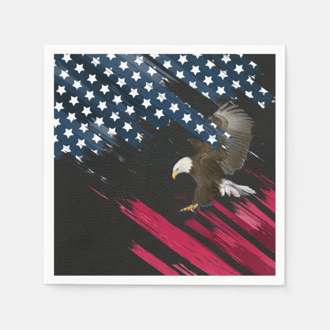 Serviette En Papier Bald Eagle dans le drapeau américain Abstrait (Devant)